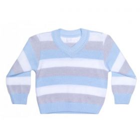 Джемпер (пуловер) 02235 детский "Брейк" 24  голубой/серый/белый