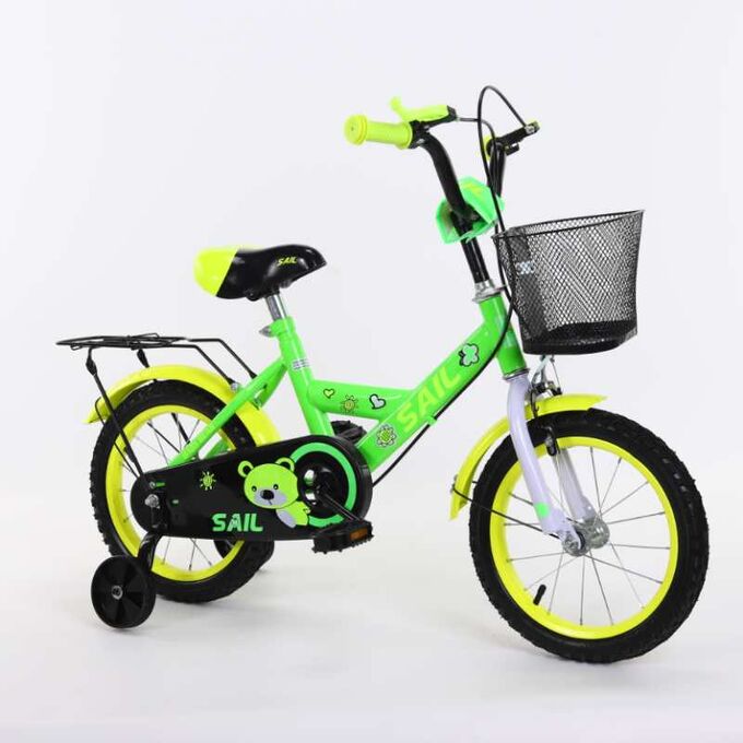 Велосипед 16 зеленый Sail HD-026 (1/2) с корзинкой и багажником