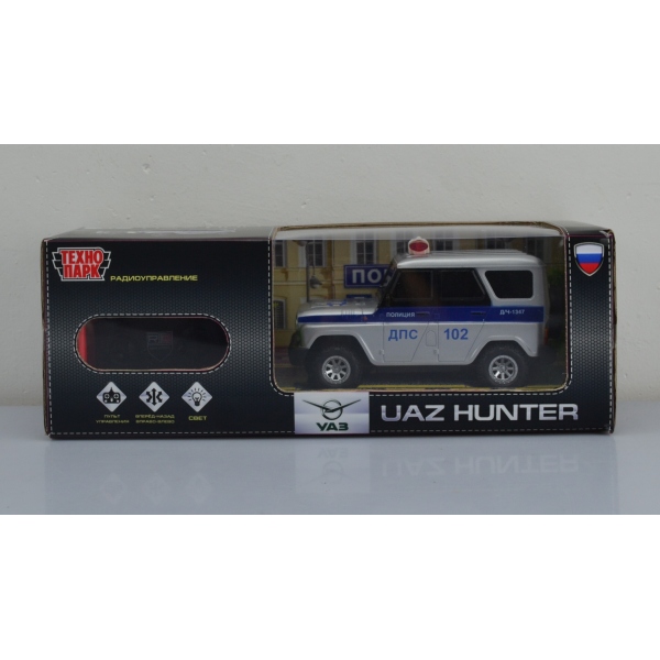 А/м 314129 UAZ HUNTER Полиция на радиоуправлении 18см серебро HUNTER--18L-POL-GY ТМ Технопарк