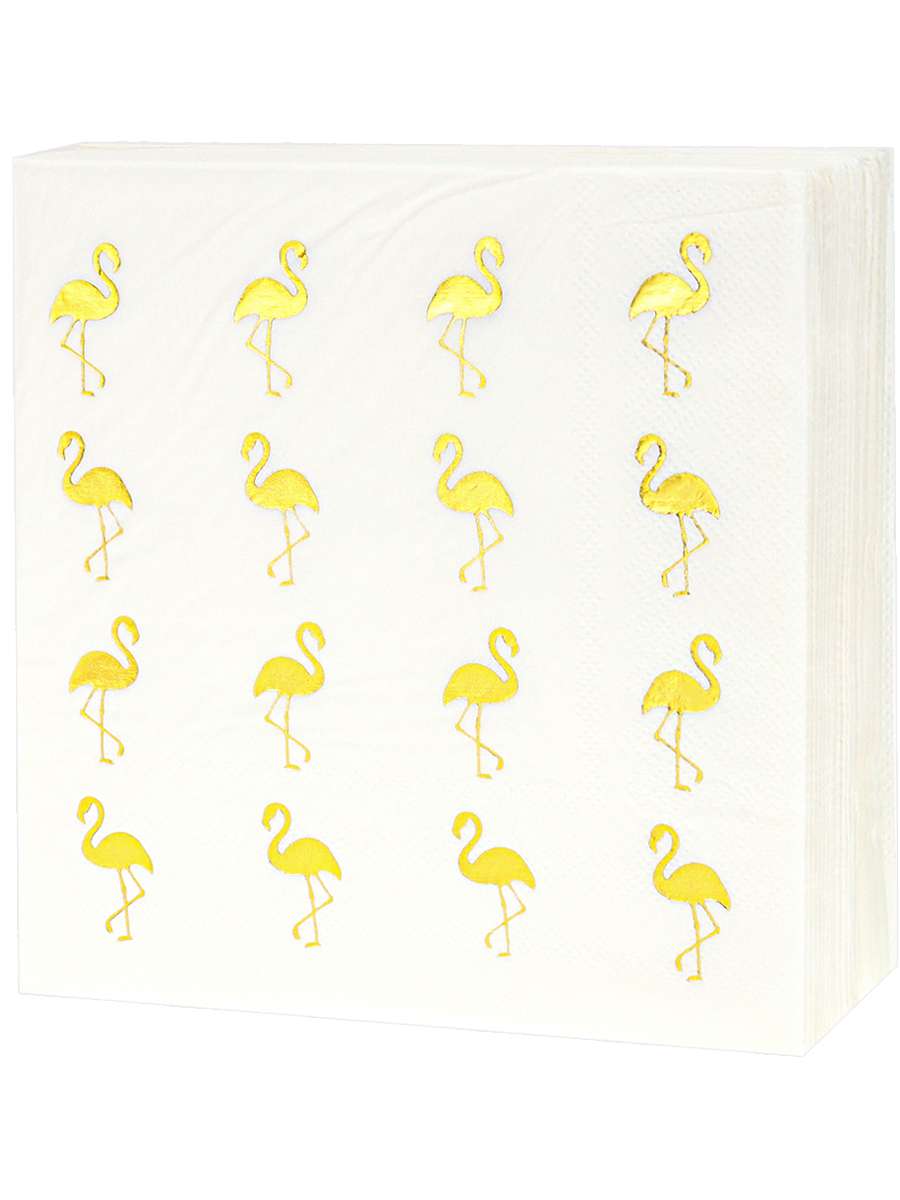 Бумажные салфетки СП-5175 Фламинго с золотым тиснением 33см 20шт Миленд
