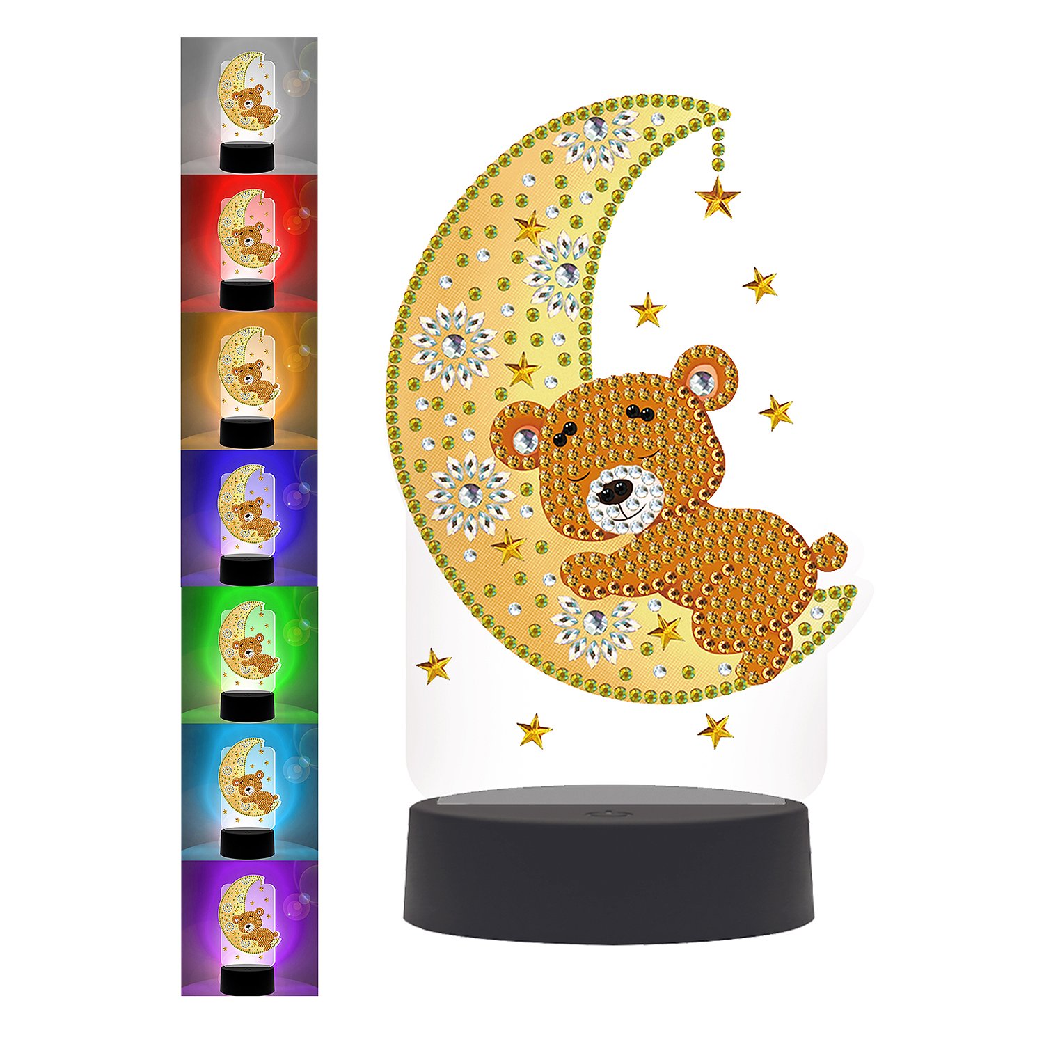 Алмазная мозаика-светильник 70092 Мишка на луне 7 цветов свечения ТМ Color Puppy