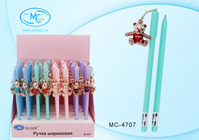 Ручка МС-4707 синяя "Мишка" с брелком - Бугульма 