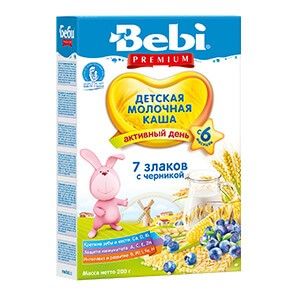 Каша 200 молочная 7 злаков с 6 мес с черникой Беби   - Волгоград 