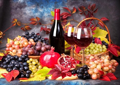 Холст по номерам ХК-5472 с красками Натюрморт с виноградом и гранатами 40х50см - Волгоград 