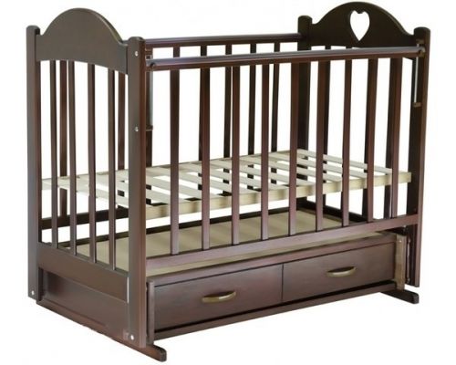 Кровать детская VD2301225 ИРИШКА 3 (ящик маятник накладка сердечко) Темный орех - Елабуга 