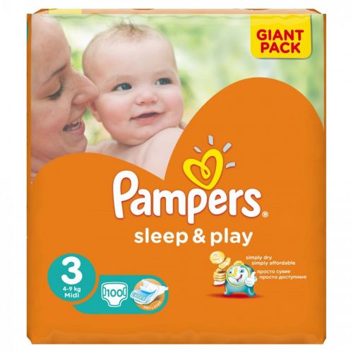 PAMPERS 42663 Подгузники Sleep & Play Midi (5-9 кг) Джайнт Упаковка 100 