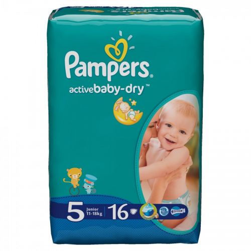 PAMPERS 38317/43228 Подгузники Active Baby-Dry Junior (11-18 кг) Стандартная Упаковка 16 10% - Омск 
