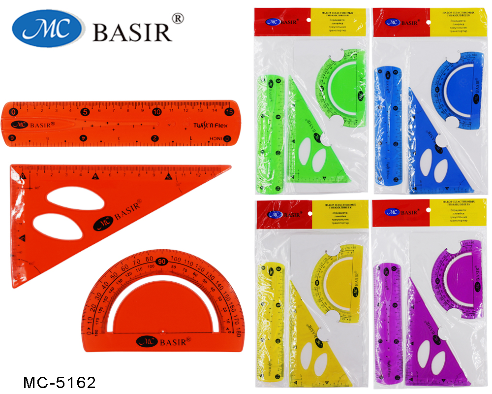 Набор гибких линеек МС-5162 транспортир, треугольник, линейка 15см - Магнитогорск 