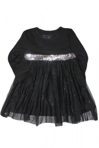 Платье "Пояс-паетки"" 8414  р. 116 с длинным рукавом цвет: черный Турция - Пермь 