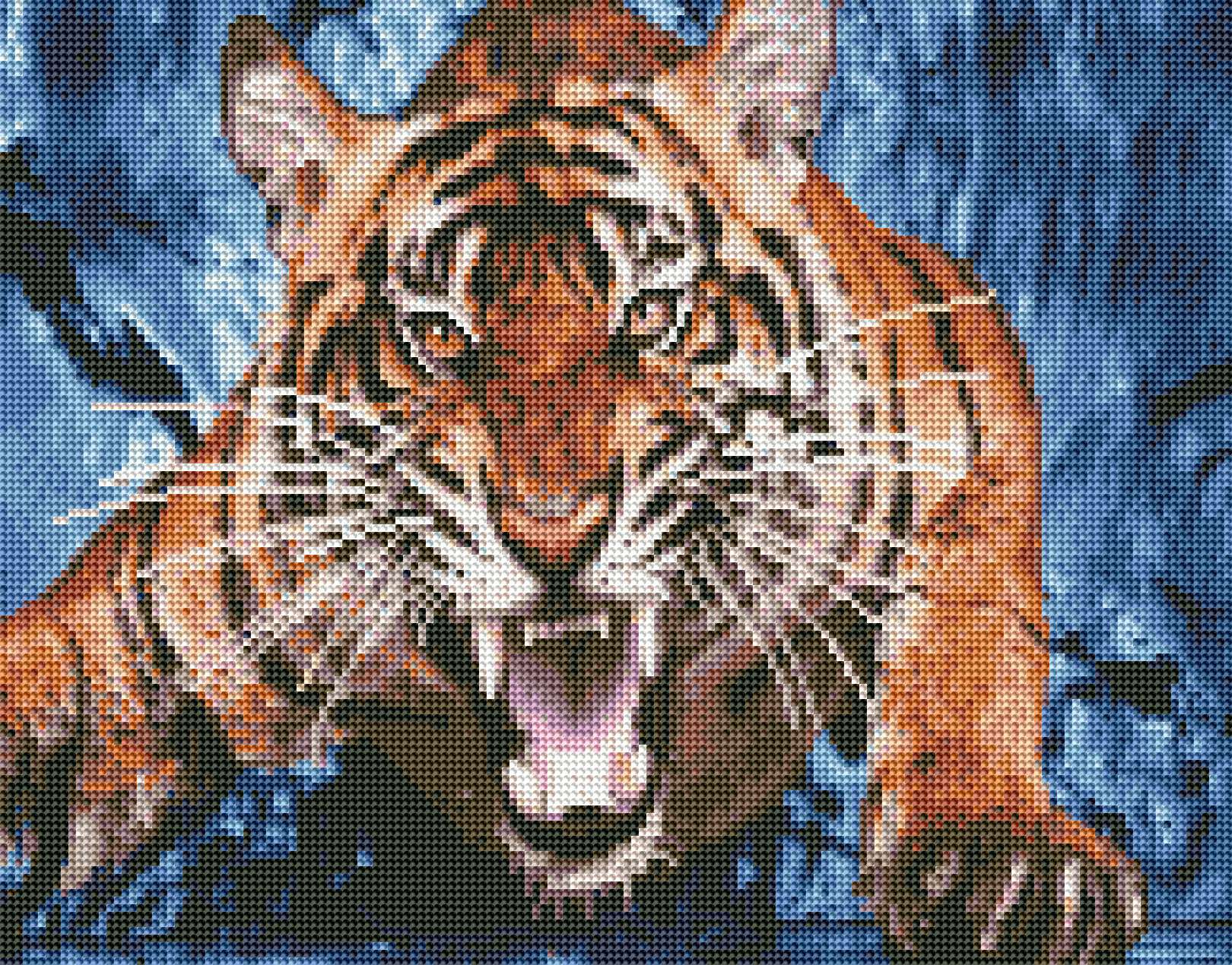 Алмазная мозаика АС4072 Рычащий тигр 40х50см 28 цветов - Пермь 