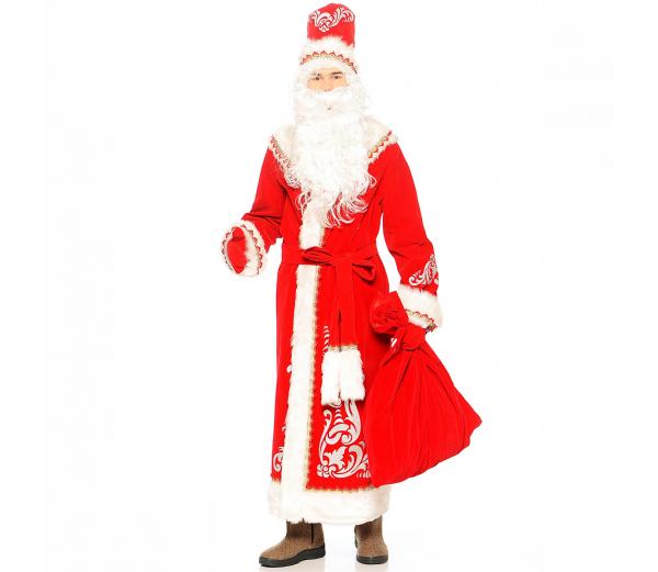 Костюм Дед Мороз 146-54-56 р.54-56 красный аппликация - Оренбург 