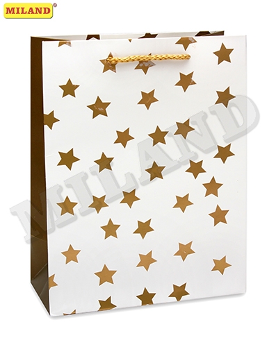 Пакет подарочный ПКП-8801 "Золотые звезды" 26*32*13см ламинированный Миленд
