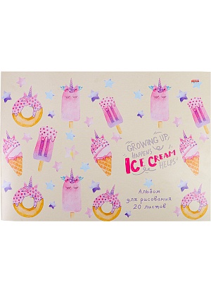 Альбом для рисования 20-5385 Мороженое и пончики 20л Проф-Пресс - Ижевск 