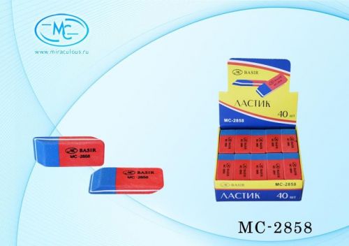 Ластик МС-2858 двухсторонний красно-синий 1/40 для ручки и карандаша - Томск 