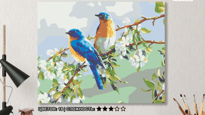Картина Весенние птахи рисование по номерам 50*40см КН5040196 - Оренбург 