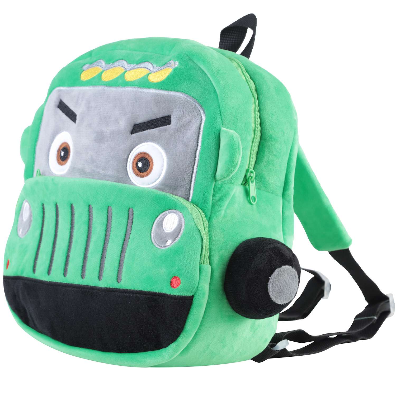 Рюкзак детский плюшевый 2501-145 Машинка 28*22*8см зеленый - Магнитогорск 