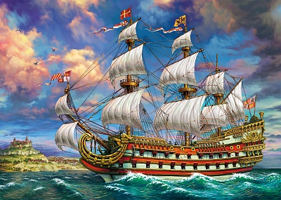 Алмазная мозаика ASD5009 Красивый корабль в море 40х50см 15 цв Рыжий кот - Елабуга 