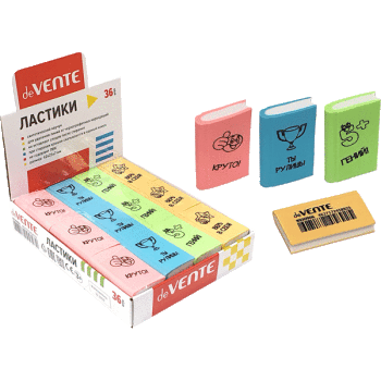Ластик 8030906 deVENTE. Book прямоугольный цветной синт. каучук - Тамбов 