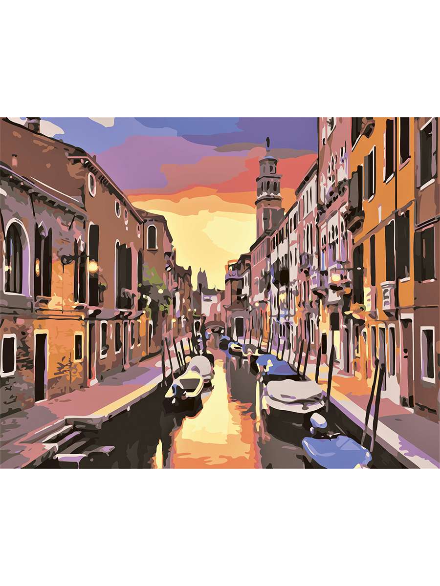 Холст Х-3487 с красками Венецианский канал на закате 40*50см Рыжий кот - Набережные Челны 
