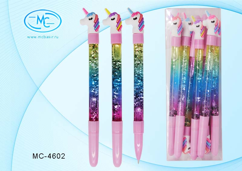 Ручка МС-4602 шариковая Surprise Единорог с плавающими блестками - Омск 