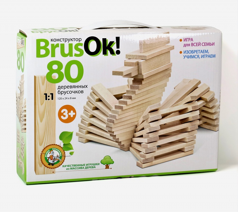 Конструктор 02946 деревянный 80 элементов BrusOк!