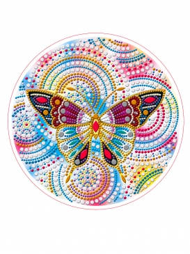 Алмазная мозайка YKH25 круглая 24см Бабочка с разными камнями Рыжий Кот - Бугульма 