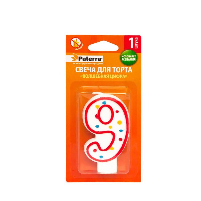 Свеча для торта 401-512 "Цифра 9" Paterra - Москва 
