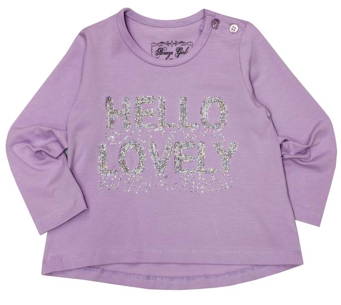 Лонгслив для девочек Hello Lovely 11371 р. 86 цвет: фиолетовый Турция - Орск 