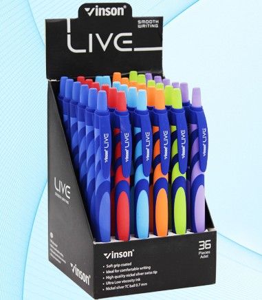 Ручка синяя автомат F20 масляная "Vinson Live" корпус с цв.вставками soft - Заинск 
