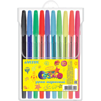 Ручка шариковая 5073408 deVENTE Cosmo набор 10 цветов 0,7мм в блистере