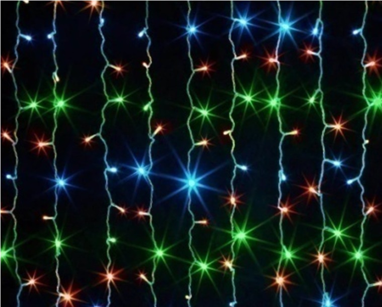Электрическая гирлянда 080 "Дождь" цветная LED размер 2,5*2,5м (улица) - Бугульма 