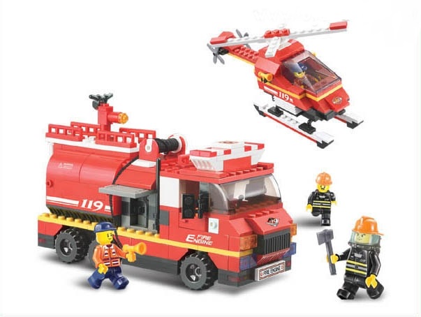 Конструктор М38-В0222 "Пожарный: Вертолет и пожарная машина" 409дет SLUBAN