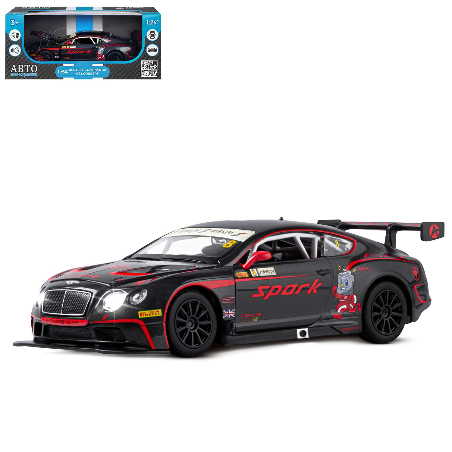 Машина JB1251566 Benltey Continental GT3 Concept металл 1:24 черный+красный ТМ Автопанорама - Пенза 