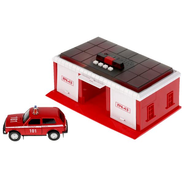 Парковка Пожарная часть + Лада 4х4 22см ворота GARAGE-22SL1XCAR-FIR ТМ Технопарк - Бугульма 
