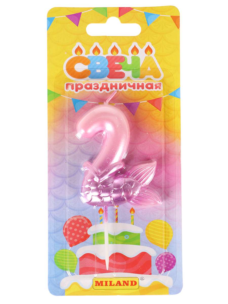 Свеча для торта С-7240 Цифра 2 Русалка розовая Миленд - Магнитогорск 