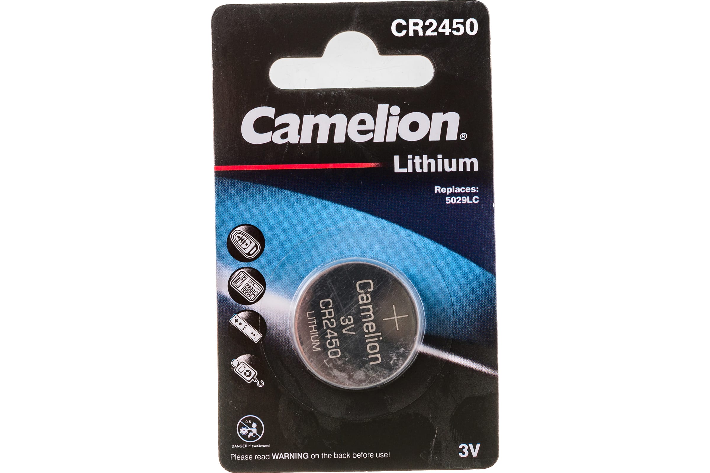 Батарейки Camelion CR 2450 литиевая 1*BL 3V таблетки 3072 (000328) - Ижевск 