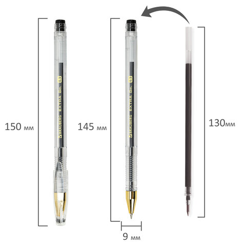 Ручка гелевая 143901 черная EXTRA GLD с грипом Staff Everyday узел 0,5 мм линия 0,35 мм Brauberg - Челябинск 