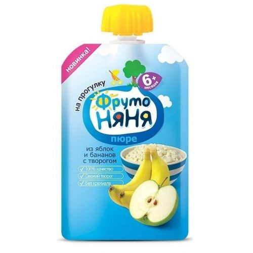Пюре 90г ябл/бан/творог сах  6+ дой-пакет Фрутоняня - Елабуга 