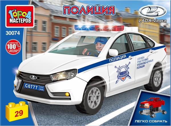 Конструктор 30074-KK LADA Vesta полиция 29 деталей (легко собрать) ТМ Город мастеров - Уральск 