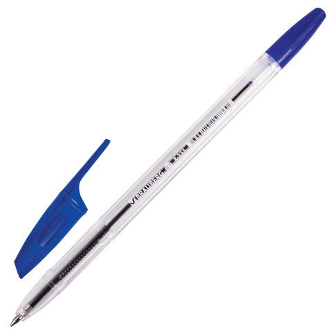 Ручка синяя X-333 корпус прозрачный 0,7млиния 0,35мм Brauberg - Омск 