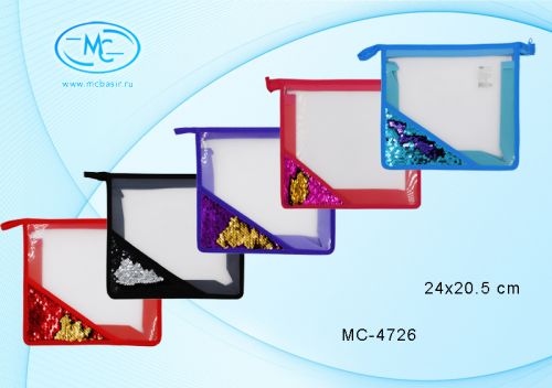 Папка пластиковая МС-4726 формат А5 уголок с реверсивными пайетками - Саранск 