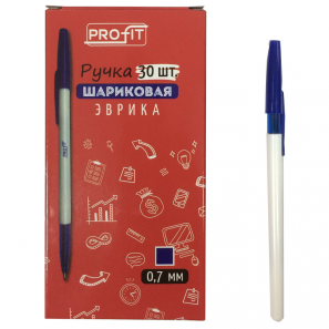 Ручка РШ-3163 шариковая синяя Эврика 0,7 белый корпус Profit - Санкт-Петербург 
