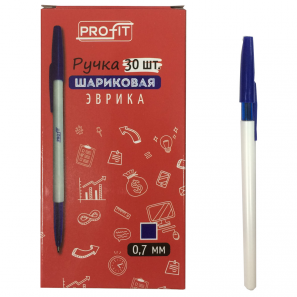 Ручка РШ-3163 шариковая синяя Эврика 0,7 белый корпус Profit - Елабуга 