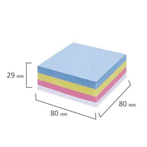 Блок для записей 120384 проклеенный куб 8*8см 350л цветной Staff