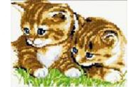 Вышивание крестиком XD1687 "Полосатые котята" 30*40см Рыжий кот - Орск 