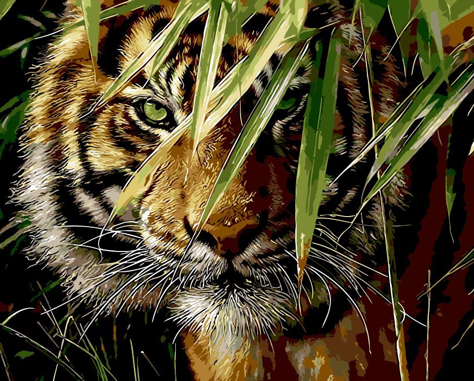 Рисование по дереву Затаившийся тигр по номерам 40х50см AWD028 - Елабуга 