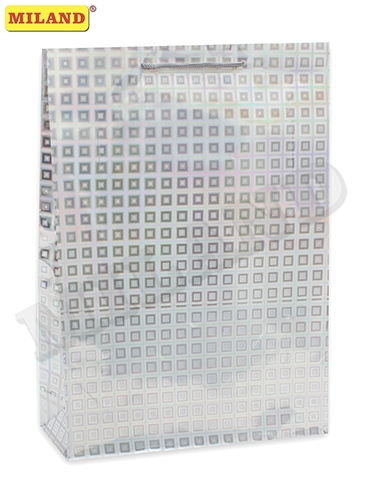 Пакет подарочный ПП-1683 "Серебристые квадраты" 32,4*44,5*10,2см ламинированный Миленд - Омск 