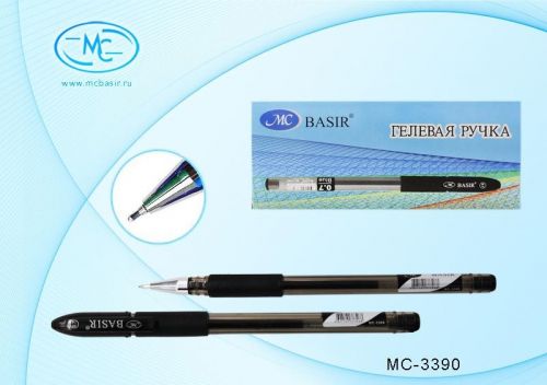 Ручка гелевая МС-3390 черная 1/12 тонированный корпус, резиновый держатель - Заинск 