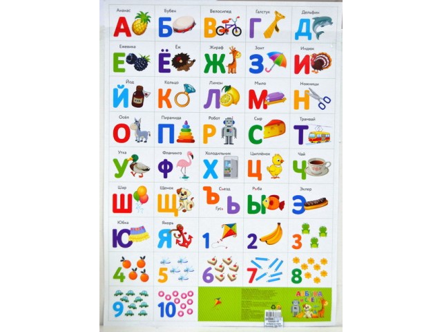 Плакат ПД-7677 Азбука и счет А2 бумага Рыжий Кот - Саранск 