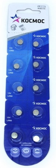 Батарейка часовая G04 Космос 377 LR626 LR66 10xBl KOCG4 - Пермь 